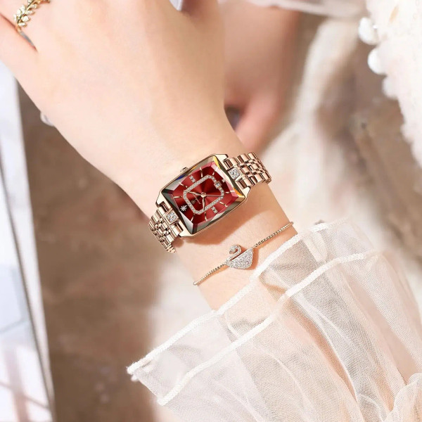 POEDAGAR Top Elegant Women Wristwatch Waterproof Date Ladies Watch Stainless Steel Rectangle Quartz F640-3256808201363588