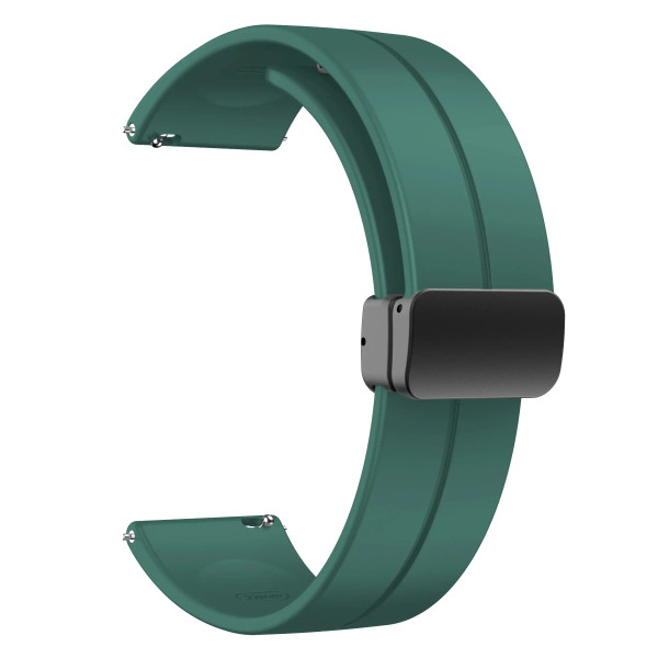 Band Width: 20mm, Band Color: Blue - 20mm 22mm Magnetic D Type Clasp Silicone Watch Band for Samsun F640-12000038200171604