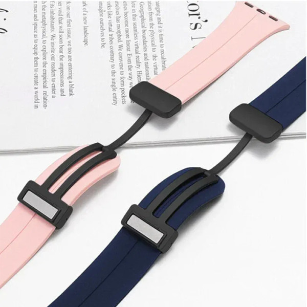 Band Width: 20mm, Band Color: Blue - 20mm 22mm Magnetic D Type Clasp Silicone Watch Band for Samsun F640-12000038200171604