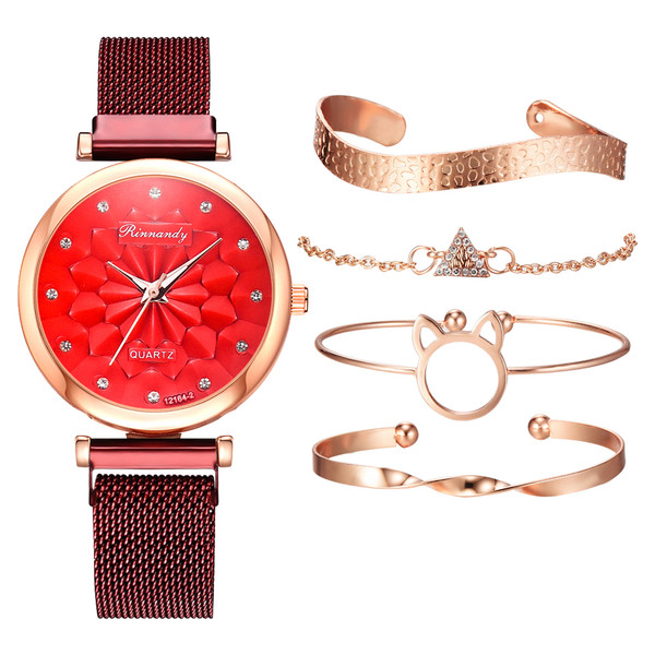 Color: Red Bracelet Set - Fashion ladies watch Q119-CJZBNSLX00462-Red Bracelet Set