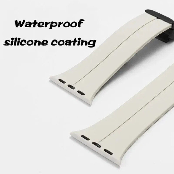 Band Width: 20mm, Band Color: Deep Green - 20mm 22mm Magnetic D Type Clasp Silicone Watch Band for  F640-12000038200171606