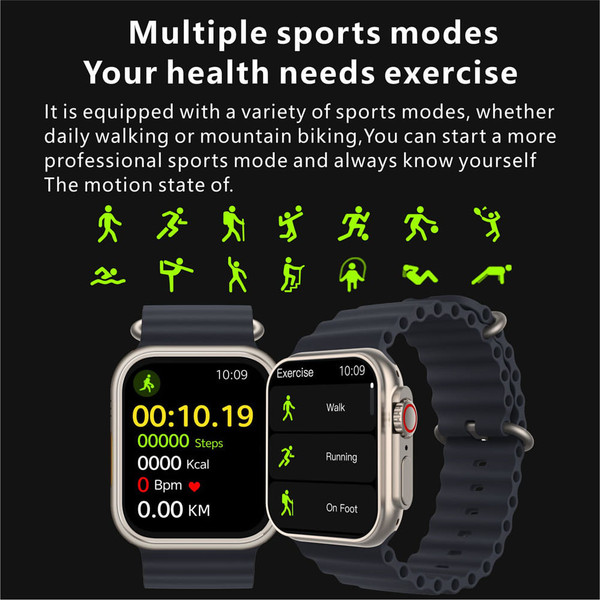 Mx8 Smart Watch 2.02-Inch Large Screen with Bluetooth 5.0 Headphone Waterproof Fitness Bracelet Ora K484-PEL_0PRAJS39