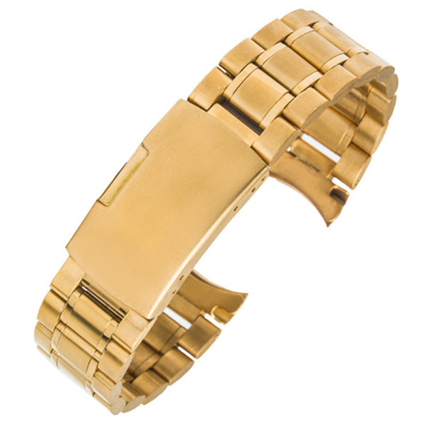 Color: Golden, Size: 24mm - Solid stainless steel with elbow strap gold black strap Q119-CJZBNSYD00727-Golden-24mm