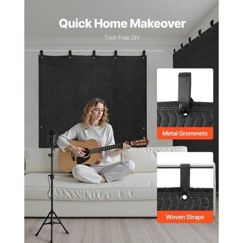 Sound Dampening Blankets, Soundproof Curtains with 80 x 48 in, Soundproof Blanket with Grommets, St E415-DCBYTL96W48I9SVVT001V0