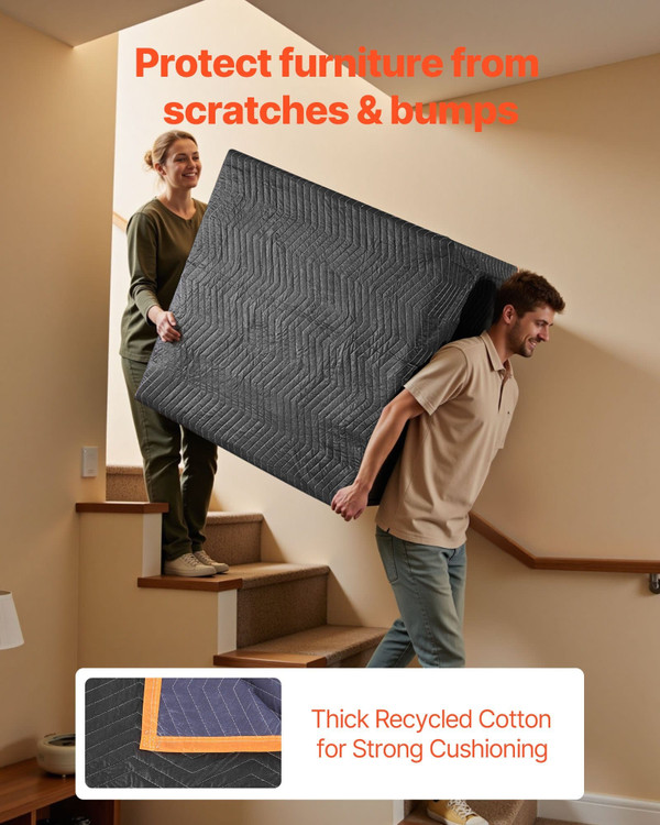 Moving Blankets 12 Pcs, 72 x 40 in (32 lbs/dz) Large Packing Blankets with Cotton Filling, Heavy Du E415-DCBYT72X40INKNLJS001V0