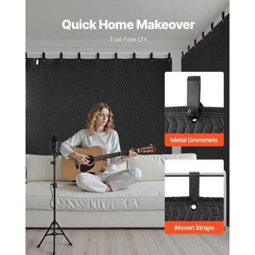 2 Pcs Sound Dampening Blankets, Soundproof Curtains with 96 x 80 in, Soundproof Blanket with Gromme E415-DCBYT96X80IN2UFBY001V0