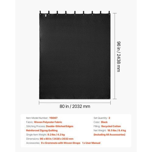 2 Pcs Sound Dampening Blankets, Soundproof Curtains with 96 x 80 in, Soundproof Blanket with Gromme E415-DCBYT96X80IN2UFBY001V0