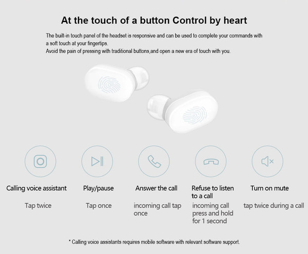 Original XIAOMI Mijia Airdots TWS Wireless Bluetooth 5.0 AI Control In Ear Earphone Youth Version S K484-PCL_00VI0457