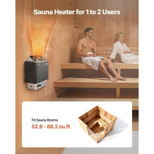 Sauna Heater, 2KW AC 120V Electric Sauna Stove, Dry Steam Bath Saunas Stove with Pre-Drilled Bracke E415-DSSNL2KWNKLX27E6N001V1