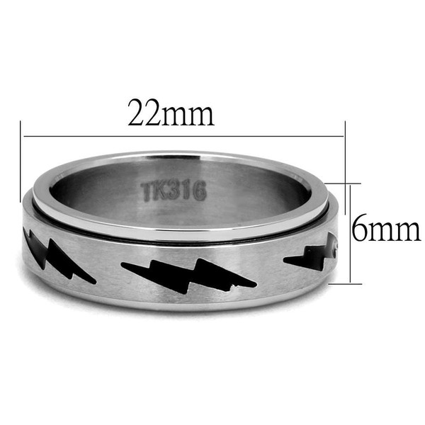 TK2926 - High polished (no plating) Stainless Steel Ring with Epoxy  in Jet A874-TK2926
