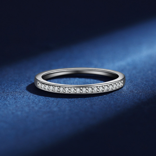 Color: Silver Moissanite, Size: No 15 - S925 Sterling Silver Couple Rings Adjustable Minimalist Des Q119-CJLX275326721UF