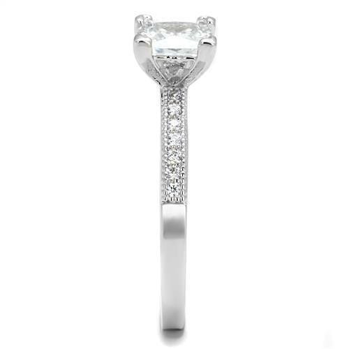 3W1209 - Rhodium Brass Ring with AAA Grade CZ  in Clear A874-3W1209