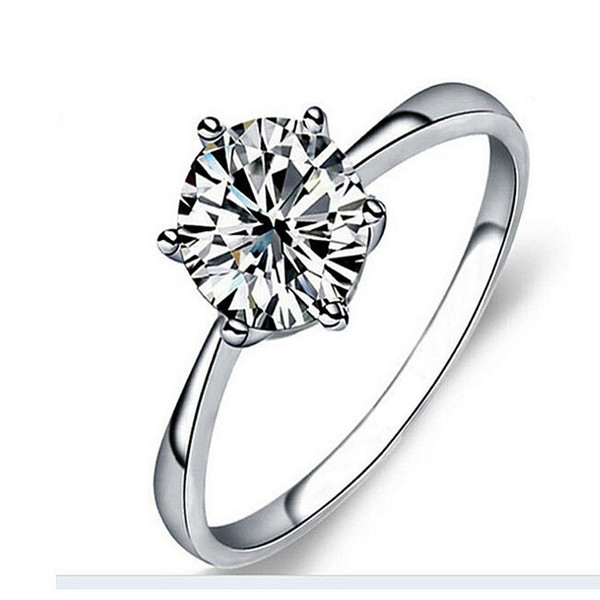 Size: US6 - Gold Plated Platinum zircon six - claw ring Q119-CJZBLXLX00223-US6