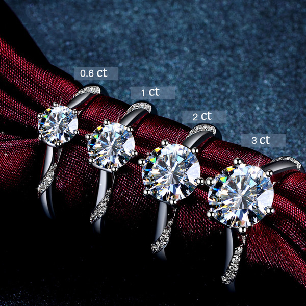 Color: AJZ1144 2, Size: 8 - Silver six-claw moissanite carat diamond ring Q119-CJZBLXLX17676-AJZ1144 2-8