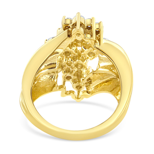 10K Yellow Gold Plated .925 Sterling Silver Diamond Cocktail Ring (1 1/2 Cttw, J-K Color, I1-I2 Cla N162-016054R600