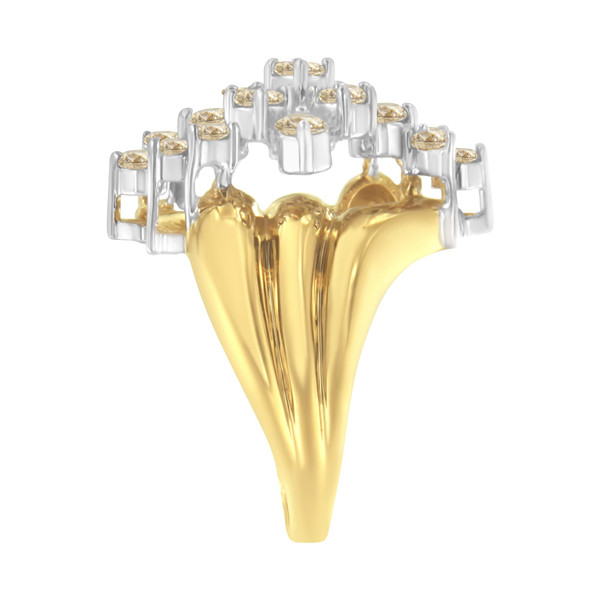 10K Yellow Gold Plated .925 Sterling Silver Diamond Cocktail Ring (1 1/2 Cttw, J-K Color, I1-I2 Cla N162-016054R600