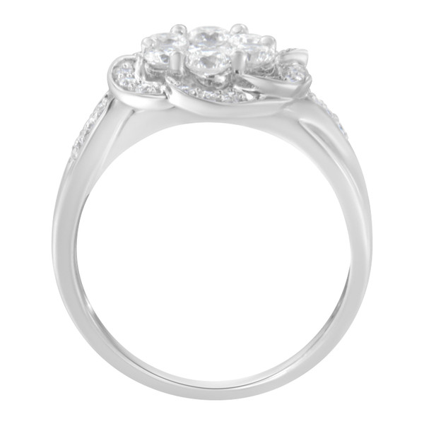 14K White Gold Floral Cluster Diamond Ring (1.0 Cttw, H-I Color, SI2-I1 Clarity) - Size 7-1/2 N162-015515R750