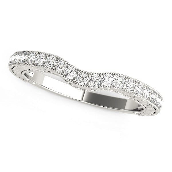14k White Gold Antique Style Milgrained Curved Diamond Ring (1/4 cttw) P150-38443-5