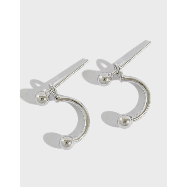 Geometry Simple Beads C Shape 925 Sterling Silver Dangling Earrings R866-HFH_544610175206