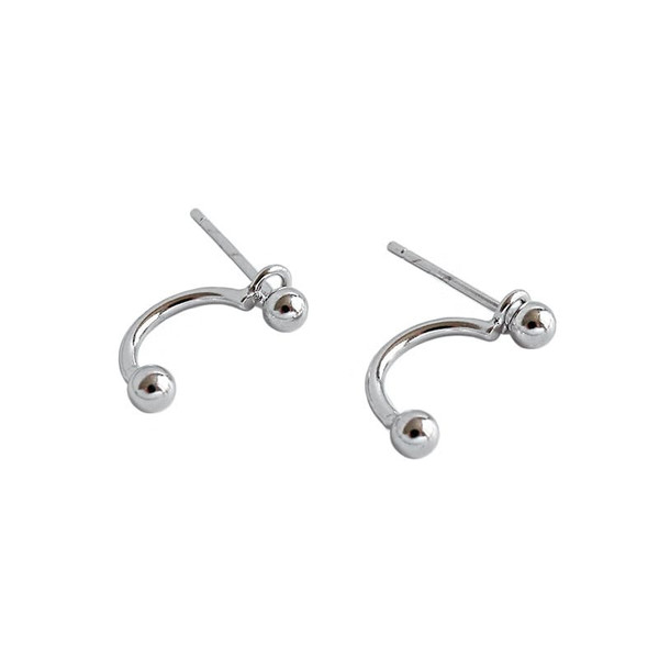 Geometry Simple Beads C Shape 925 Sterling Silver Dangling Earrings R866-HFH_544610175206
