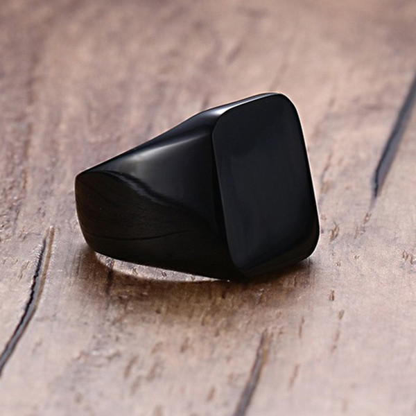 Color: Black, Size: Size 7 - Stainless Steel Light Body Simple Ring Glossy Vibrato Q119-CJLX122374101AZ