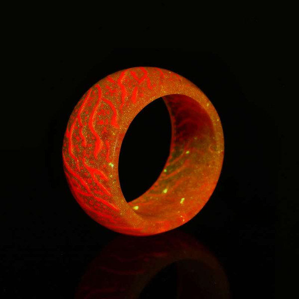Size: 11, Color: Orange - Wild cool luminous pattern ring Q119-CJZBLXLX09523-11-Orange