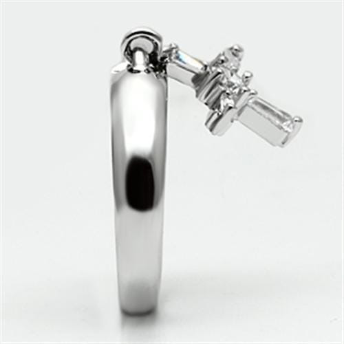 3W283 - Rhodium Brass Ring with AAA Grade CZ  in Clear A874-3W283