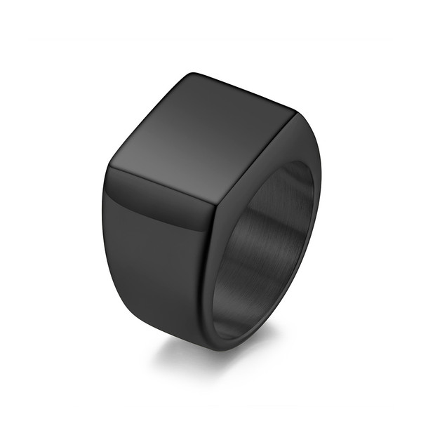 Color: Black, Dimensions: 9 - European And American Big Wind Titanium Steel 18 Gold Plated Smooth R Q119-CJLX119915209IR