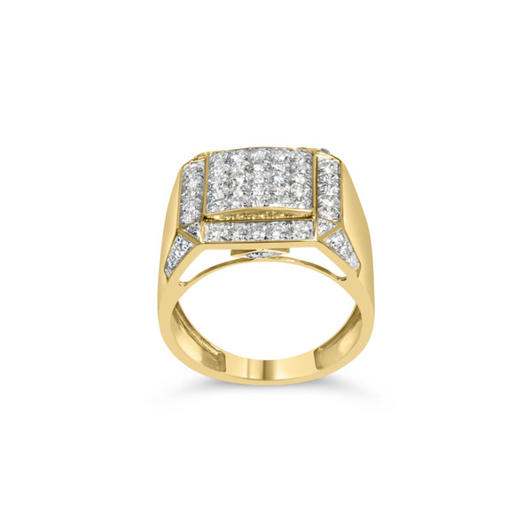 Men's 10K Yellow Gold 2 1/8 Cttw Diamond  Composite Cluster Cocktail Ring Band N162-020213R110
