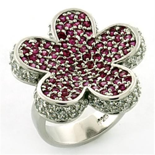 LOA647 - Rhodium 925 Sterling Silver Ring with AAA Grade CZ  in Siam A874-LOA647
