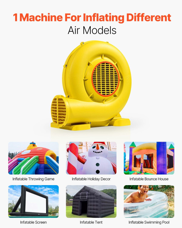 Inflatable Blower, 380W&450W, 0.5 & 0.6 HP Bounce House Blower, Pump Commercial Air Blower for Infl E415-QMFJ380W2D3MGQIN5V1