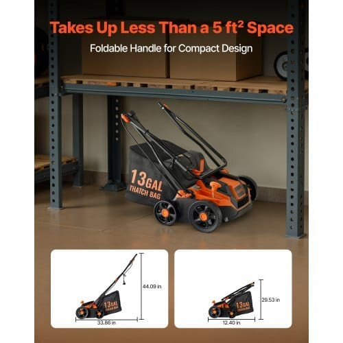 2-in-1 Electric Dethatcher and Scarifier, 13-Inch 13 Amp, Corded Lawn Dethatcher with 13-Gallon Tha E415-YSDDSPJ11A133HTC4001V1