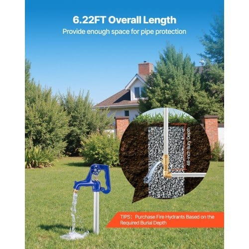Frost Proof Yard Hydrant, 6.22FT Freeze-Proof Outdoor Faucet with 48" Bury Depth, 3/4" NPT Pipe Con E415-TYXFSLSGGDJ4STV34001V0