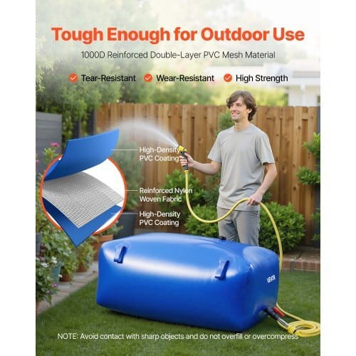 Water Storage Bladder, 142.7 Gal Collapsible Water Storage Bag, Wear-Resistant 1000D PVC Soft Water E415-CSDLSPVCB5400I9A3003V0