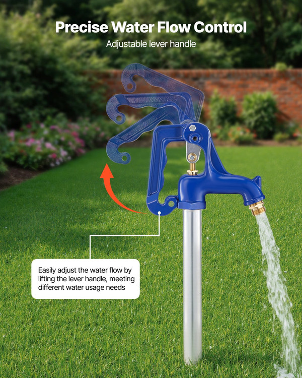 Frost Proof Yard Hydrant, 5.24FT Freeze-Proof Outdoor Faucet with 36" Bury Depth, 3/4" NPT Pipe Con E415-TYXFSLSGG36YP18G1001V0