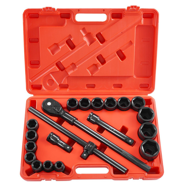 3/4 in Drive Impact Socket Set, 21 Pieces SAE 3/4 in to 2 in, 6 Point Cr-V Alloy Steel for Auto Rep E415-CJ1CRV2134SAERCDUV0