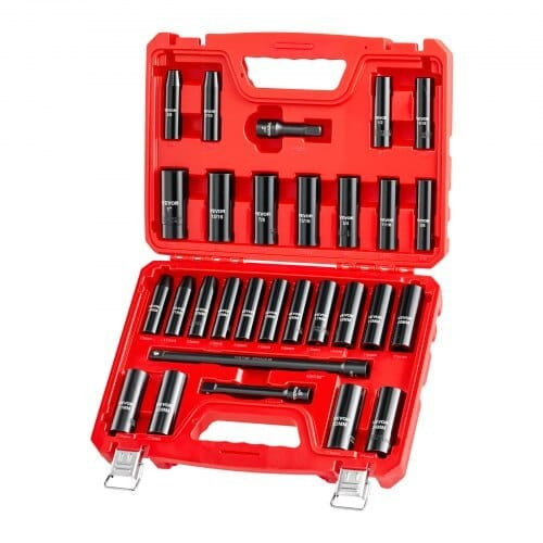 1/2 in Drive Impact Socket Set, 29 Piece, 6 Point Deep Impact Sockets, SAE (3/8 to 1 inch) and Metr E415-CJTTTZCRVCZ240U6O001V0