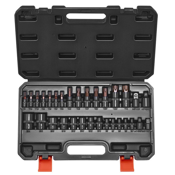 Torx Bit Socket and External Torx Socket Set, 31-Piece T8-T70 and E4-E24, S2 Alloy Steel and Cr-V S E415-PTTT143812TORESE9V0