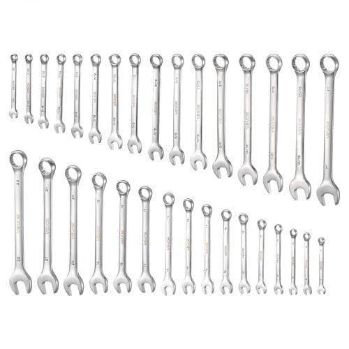 Combination Wrench Set, 32-Piece SAE and Metric, 12-Point Box End and 15?° Angled Open End Combinat E415-ZXBSTZGDS32PGEH4G001V0