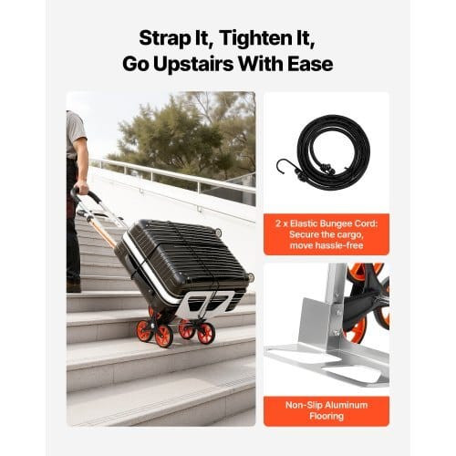 Stair Climbing Cart, 330 lbs Stair-Climb Capacity, Aluminum Alloy Folding Trolley Cart with Telesco E415-ZXTCSPLCLSKL6O9DC001V0