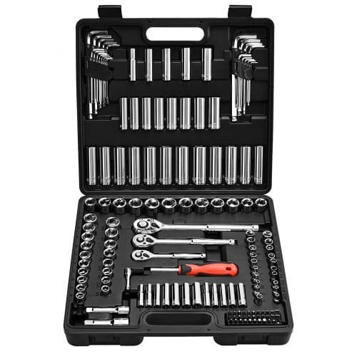 Socket Set, 149 Pieces, 3/8 & 1/4 & 1/2 inch Drive Socket and Ratchet Set, SAE and Metric, Deep and E415-TTJLBSZJTTPTJ8B7S001V0