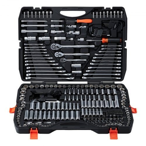 Mechanics Tool Set, 308-Piece Mechanic Tool Kit, 1/4 in, 3/8 in, and 1/2 in Drive, SAE and Metric S E415-SDJXGJTZ308P181YC001V0