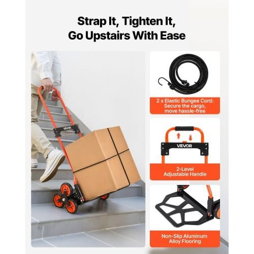 Stair Climbing Cart, 120 lbs Stair-Climbing Capacity, Portable Folding Trolley Cart with Telescopin E415-QXTCSPLCHJG23BKCT001V0