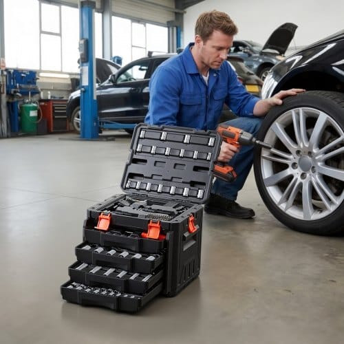 Mechanics Tool Set, 230-Piece Mechanic Tool Kit, 1/4 in, 3/8 in, and 1/2 in Drive, SAE and Metric S E415-SDJXGJTZ230PJY6AN001V0