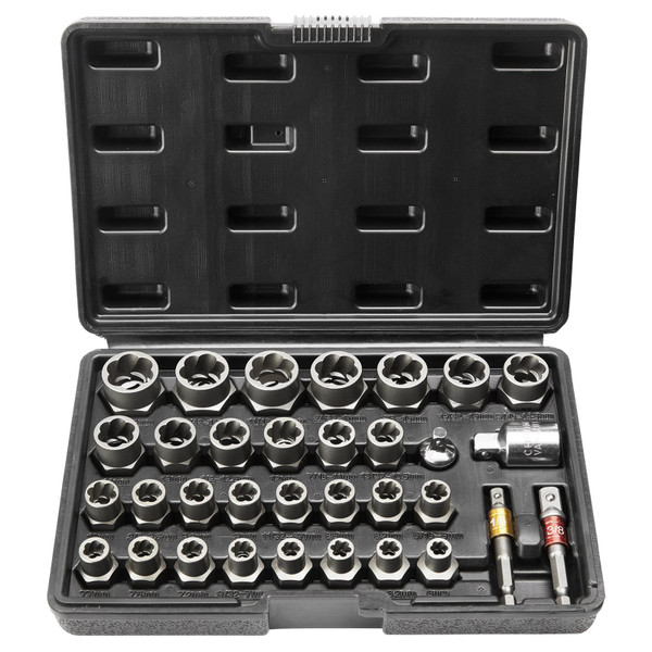 Bolt Extractor Set, 29-Piece Bolt and Nut Remover Set, 6mm to 10mm, 13/32" to 3/4", CR-MO Steel Ext E415-LMTQQ29JT000UIA3TV0