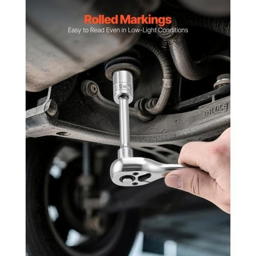 Socket Set, 27 Pieces, 1/4 inch Drive Socket and Ratchet Set, SAE and Metric, Mechanic Tool Kit wit E415-TTJLBSZJTTJL30UGW001V0