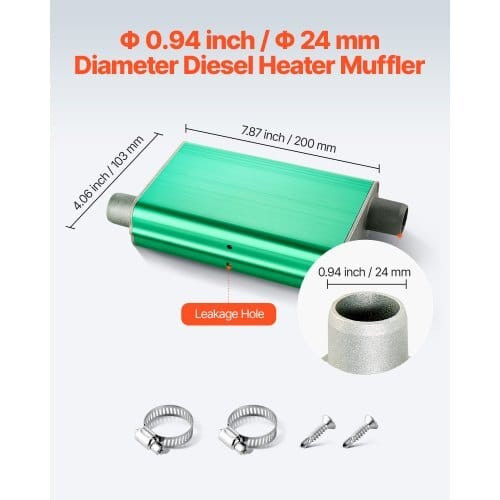 Diesel Heater Muffler, 0.94 inch Diesel Heater Muffler Upgrade, Parking Heaters Mufflers Fit with 2 E415-QGPJPQGXYQKJ4NMOO001V0