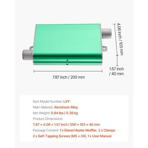 Diesel Heater Muffler, 0.94 inch Diesel Heater Muffler Upgrade, Parking Heaters Mufflers Fit with 2 E415-QGPJPQGXYQKJ4NMOO001V0