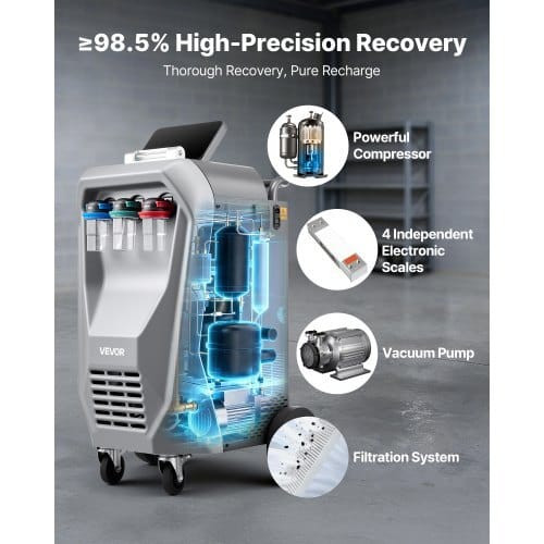 Fully Automatic Refrigerant Recovery Machine for R134a, ?‰?98.5% Accuracy, 10.1-Inch Touch Screen,  E415-LMHSJDGNYTSHJKVY5001V1
