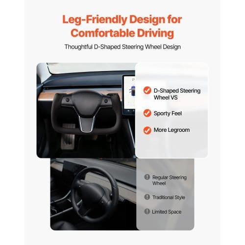 Steering Wheel for 2016-2023 Tesla Model 3, Carbon Fiber Steering Wheel D-Shaped Flat-Bottom with H E415-QCFXPZYTSL32I3O9A001V9